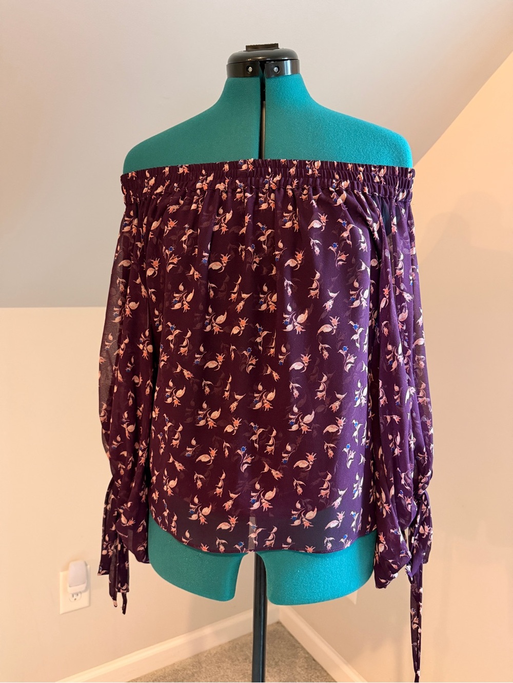 Misa Los Angeles Purple Off-Shoulder Floral Blouse